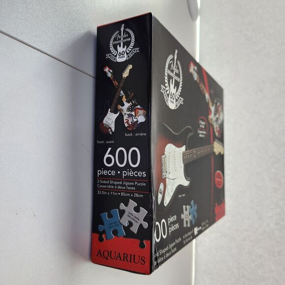 Aquarius Fender Stratocaster 2-Sided Guitar Shaped 600 Pc Puzzle BOX DAMAGE - Picture 13 of 14